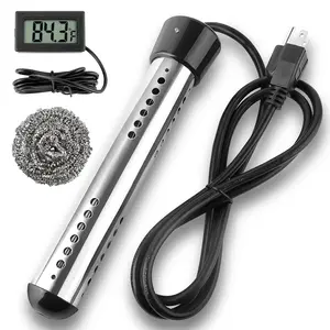 2000W Immersion Water Heater Portable Electric Water Heater with 304 SS Guard & LCD Thermometer Submersible Bucket Heater Heats 5 Gallons of Water in Minutes for Home Bathtub Basin