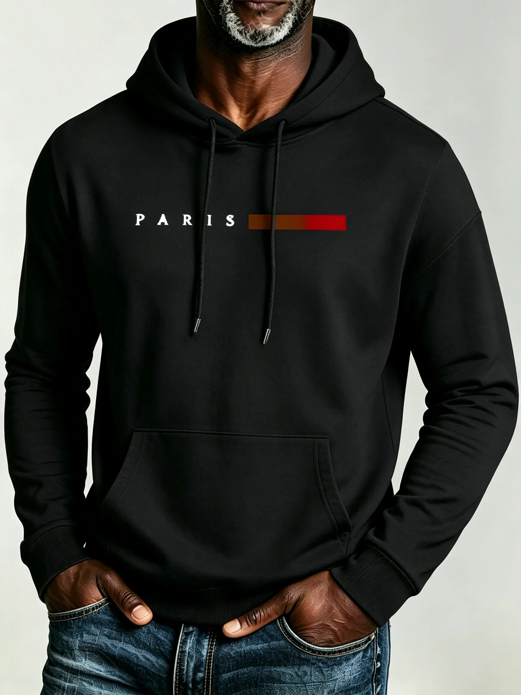 comfortable pullover hoodie Men Paris Letter Print Pullover Hoodie, Casual Long Sleeve Sweatshirts, Daily Menswear Tops Operator