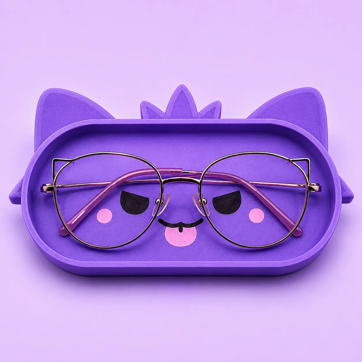 Cute Spooky Monster Eye Glasses Holder, 3D Printed Purple Stand & Vanity Tray for Gamers - Nerdy Desk Organizer for Bedroom Decor, Eye Glasses Holders, Glasses Storage