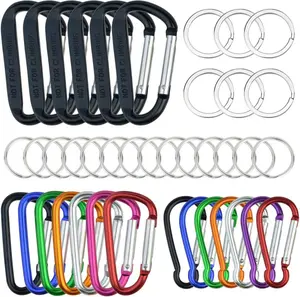 20 Pack Carabiners Clips with  D Ring Caribeaner Clip Hook for Backpack Water Bottle Key Home RV Outdoor Small Item (3 Style)