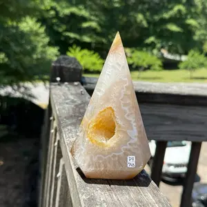 Druzy banded Agate Geode Teepee (D4) with Agate Layer - Natural Crystal Cluster Specimen
