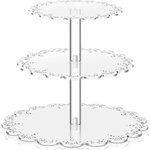 Elegant 3-Tier Acrylic Cupcake Stand - Round Clear Dessert Display for 24 Mini Treats, Transparent Holder for Weddings, Parties, and Celebrations