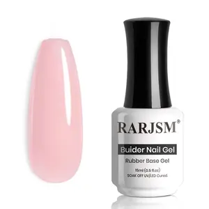 Rubber Base Coat Gel Polish Nude Blush Pink Skin Tone Rubberbase Gelpolish for Nails Natural Color French Manicure Extend Soak Off Curing Requires Single Bottle 15ml Salon Home DIY Use