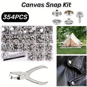 354Pcs Stainless Steel Boat Canvas Snap Fastener with Screws,Boat Cover Button Fasteners,Suitable for Sailboat Accessories,DIY Crafts,DIY Hand Tools Kits