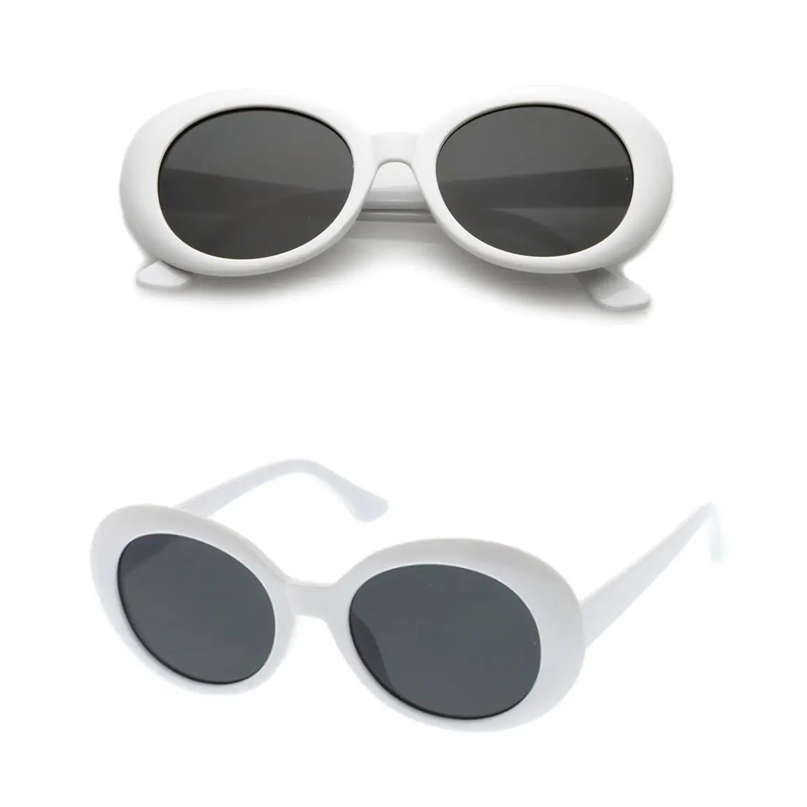 Fashion Culture Unisex Oversized Oval Clout Sunglasses, 53MM Elegant Solid White Full Rim Frame for Casual Wear, Dressing Up, Ample Coverage