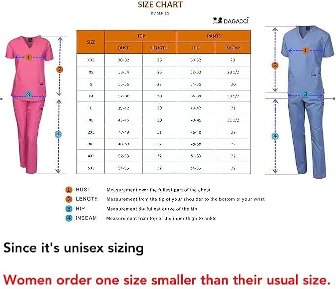 DAGACCI Unisex Medical Scrub Sets Cotton Blended Classic Fit V-Neck Top with Pockets & Straight Leg Pants for Summer Womenswear Suits Uniforms - Clothes