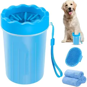 Pet Foot Cleaning Cup, Automatic Pet Foot Cleaning Tool with 3 Counts Towel, Pet Paw Cleaning Cup, Dog & Cat Grooming Supplies