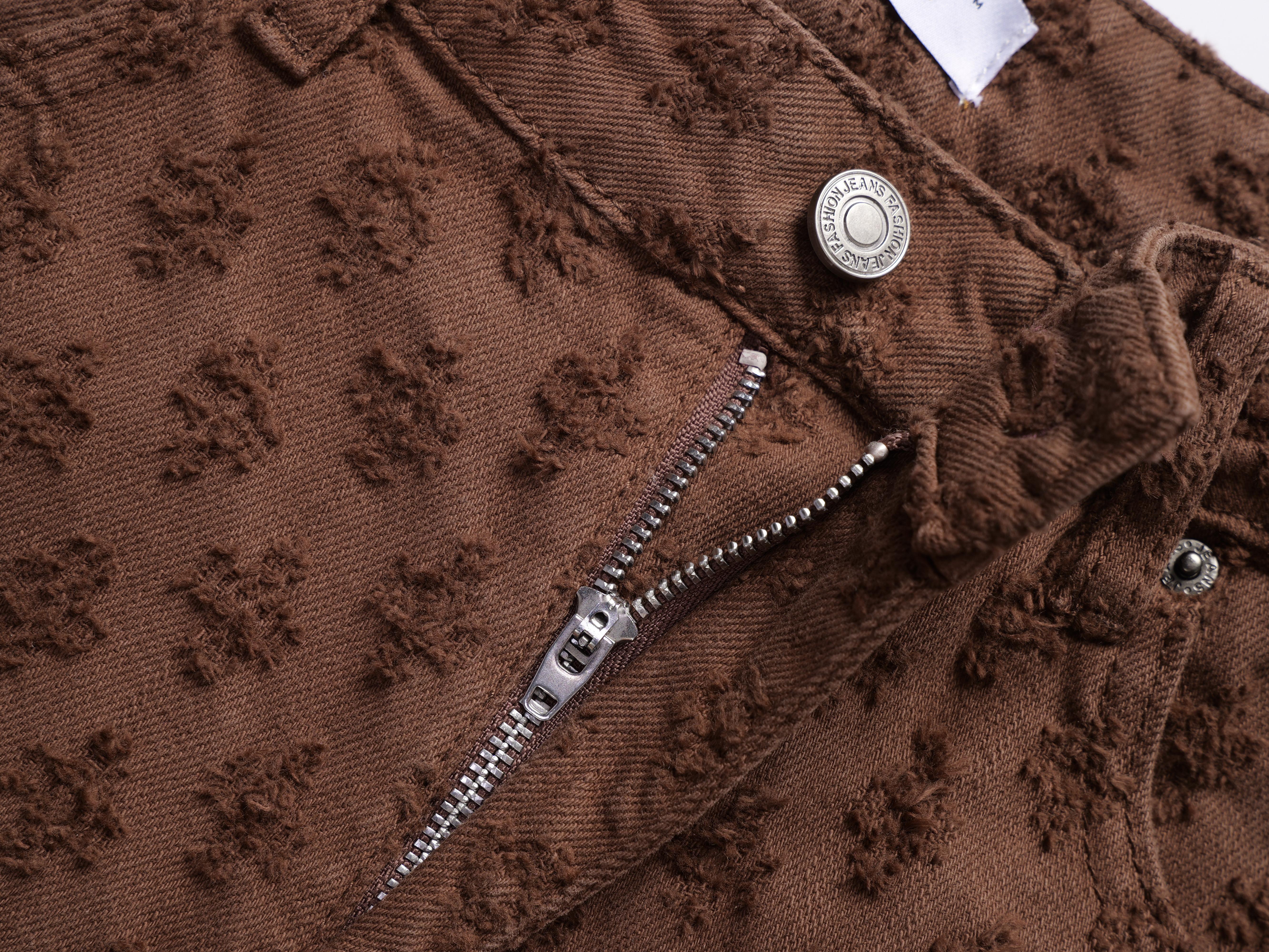 Summer Retro Brown Denim Shorts For Men, Wide Leg Casual Street Fifth Length Jeans Pants