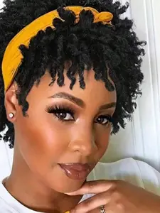 Short Dreadlock Wig for Women & Men, Afro Faux Locs Dreads Wig, Heat Resistant Short Braided Wigs, All Seasons Hairstyle, Synthetic Curly Wigs