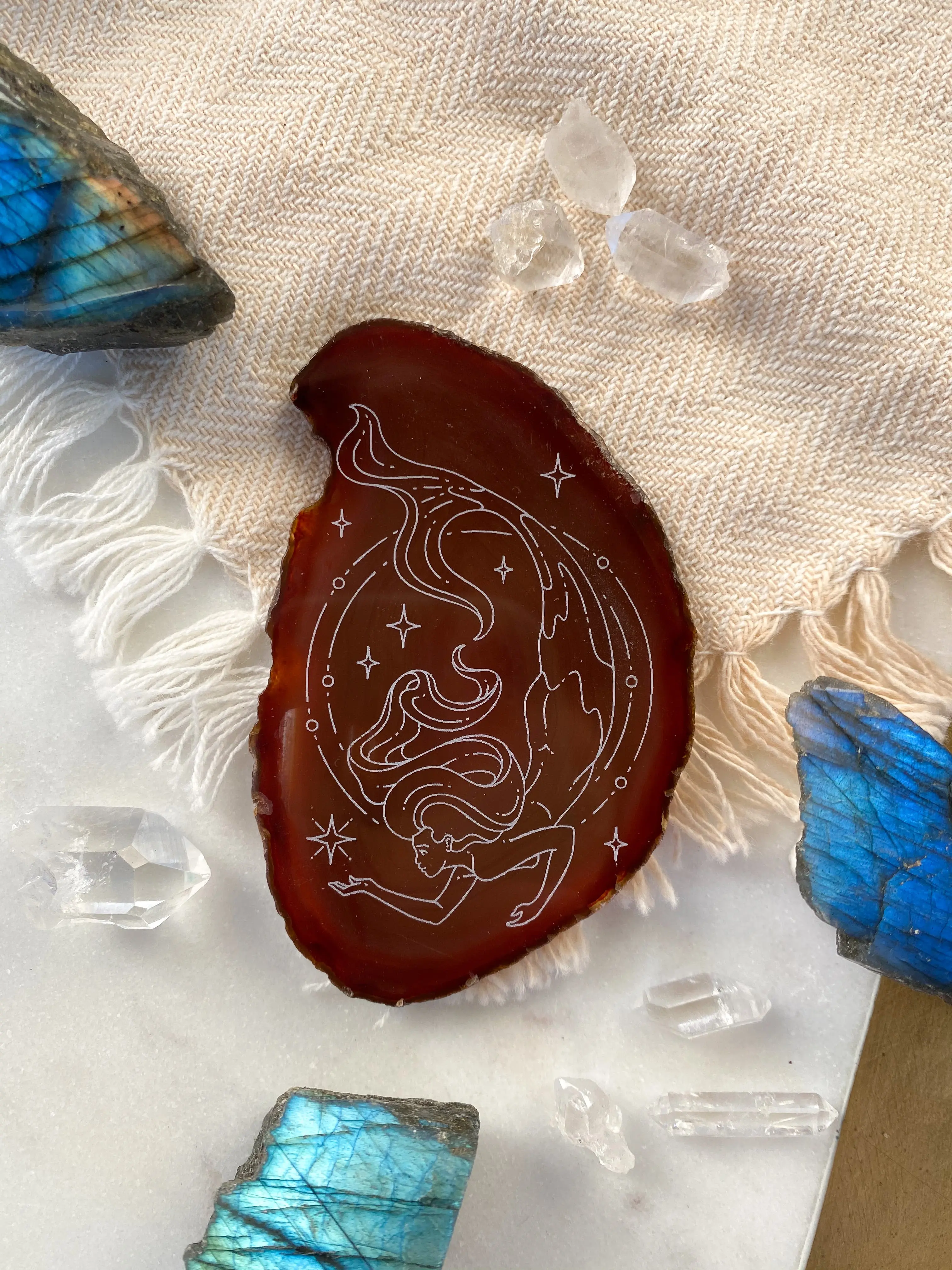 "Dive Deep" Pisces Mermaid Goddess Agate Slices