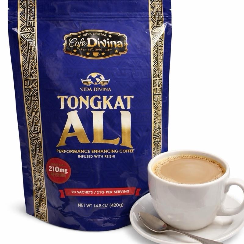 Cafe Divina Tongkat Ali Instant Coffee with Reishi 20 Sachets   210mg Reishi Extract Naturally Flavored Beverage