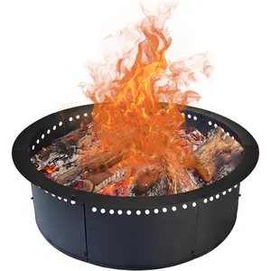Outdoor 45-Inch Outer/39-Inch Inner Fire Pit Ring ,Duty Solid Metal Steel Round Firepit Rim Insert for DIY Fire Pits, Outdoor Above or In-Ground, Camping Garden Patio Backyard.