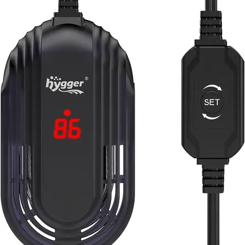 hygger 15W Small Submersible Aquarium Heater with US Plug, AC 110-120V/60Hz, External Controller, LED Display, Adjustable Temperature for 2.5-25 Gal Betta Fish Tanks