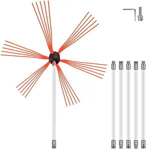 fathersdaygift VEVOR Chimney Sweep Kit 20FT Length, Chimney Brush Kit with 6 Nylon Flexible Rods, Rotary Chimney Cleaning Kit Driven by Drill, Chimney Cleaning Tool Kits for Sweeping Fireplace Flue