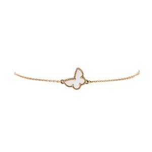 Pre-owned Van Cleef & Arpels Sweet Alhambra Butterfly Bracelet 18K Yellow Gold and Mother of Pearl by Rebag