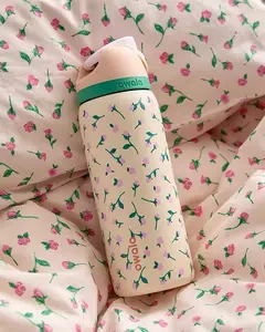 Owala FreeSip 32oz Stainless Steel Insulated Water Bottle, Beige Cherry Blossom Design with Straw, Leakproof Thermal Sports Drink Flask for Outdoor Travel Drinkware Tumbler Portable Mug Bottled