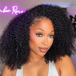 Sway Hair 【Pure Human Hair】 Nice 250% Density 13X4 HD Front Lace Funky Kinky Curly Wig Short BoB Curly Wigs With Upgrade Human Hair Wigs for Woman