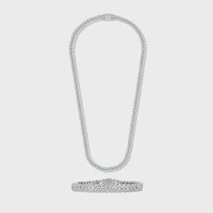Iced Cuban Chain + Bracelet (Silver) - 8mm