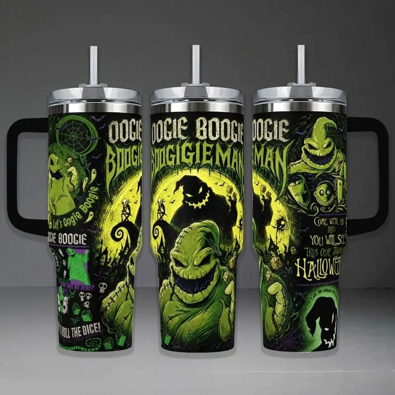 Gambling Bogeyman Tumbler - Halloween 40oz Handle Cup & 20oz Reusable Travel Mug, The Bug King Gothic Style Coffee Cup, Movie Fan Gift