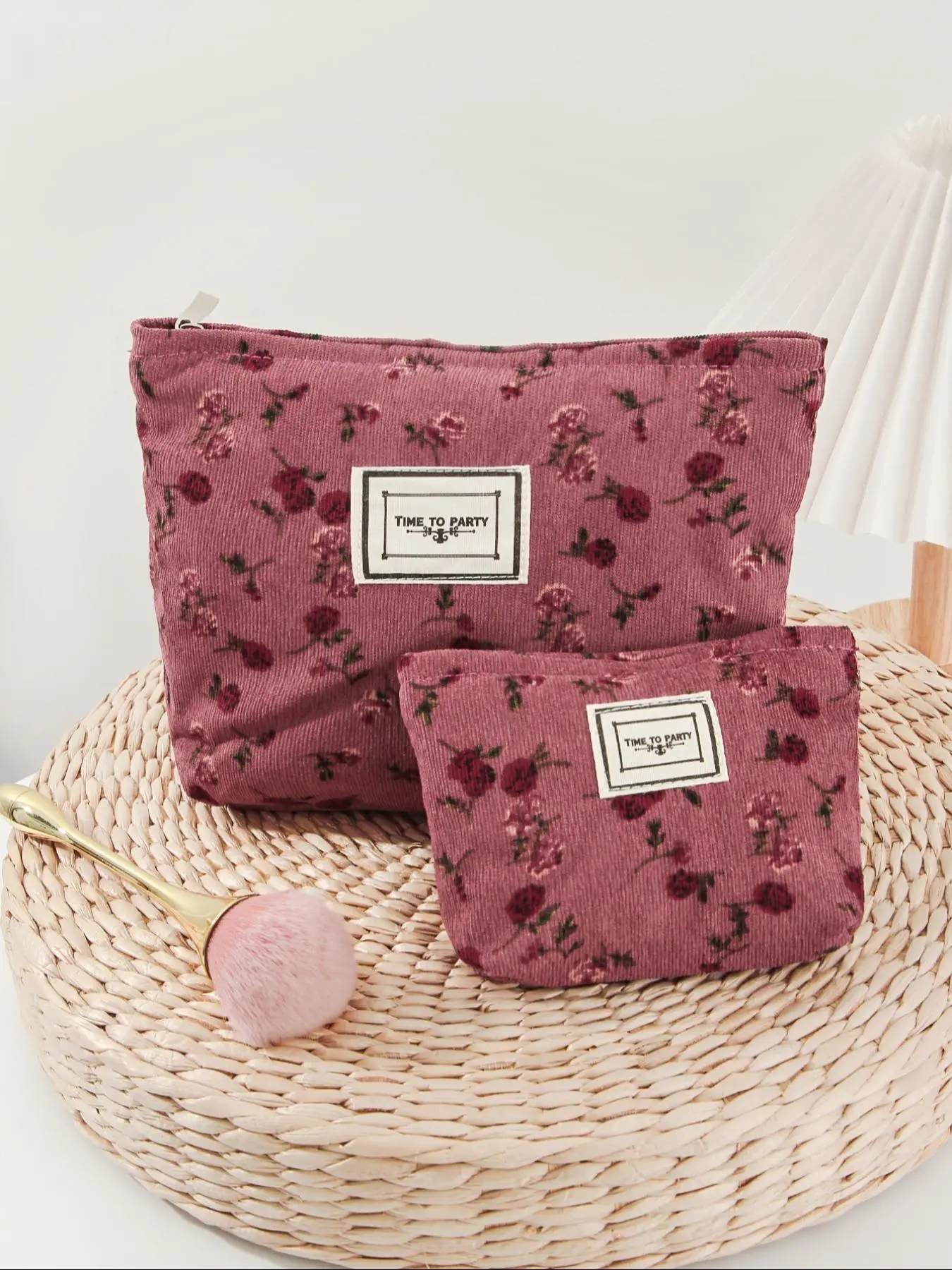 Floral Pattern Makeup Bag, / Portable Lightweight Zipper Storage Bag, Travel Skincare Storage Makeup Bag, Portable Storage Makeup Bag for School, Work, Daily and Travel, Makeup Organizer Pouch, Cosmetic Pouch, Cosmetic Travel Bags, Makeup Pouch for Purse
