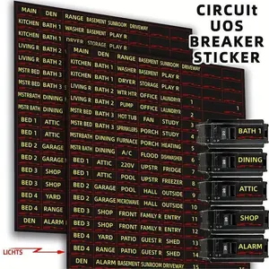Circuit Breaker Stickers, Adhesive Stickers, 1 Sheet/129pcs Circuit Breaker Identification Reminder Sticker, Circuit Breaker Label Sticker, Household Circuit Breaker Labels