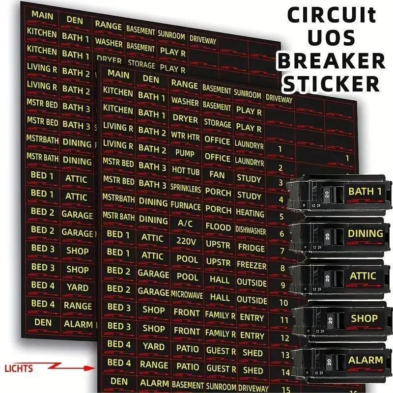Circuit Breaker Stickers, 1 Sheet/129pcs Circuit Breaker Identification Reminder Sticker, Circuit Breaker Label Sticker, Household Circuit Breaker Lab
