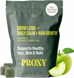 PROXY Hair Skin & Nails Supplement Gummies for Men & Women (30 Count), Hair Support with Biotin, Inositol, Folate & Nettle, Shine Routine & Growth Support, Green Apple Flavor, Vegan Vitamin Gummies