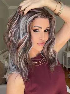 IMstyle Verena Rocky Road Calico Chestnut Brown Copper with Silver Highlight Natural Wavy Glueless 13*4 Free Parting Lace Front Syntehtic Wig
