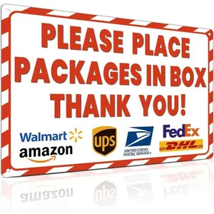 8x12 Inch Rust-Free Aluminum Package Delivery Sign for Outdoor Use - Please Place Packages in Box Thank You - Delivery Signs for Packages, Delivery Box