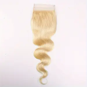New Wholesale Arrivals 5X5 Lace Closure Brazilian Body Wave Closure # 613 Blonde Human Hair Closure Unprocessed Remy Hair Piece Natural Hairline with Transparent Lace