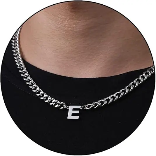 E letter necklace (steel color)