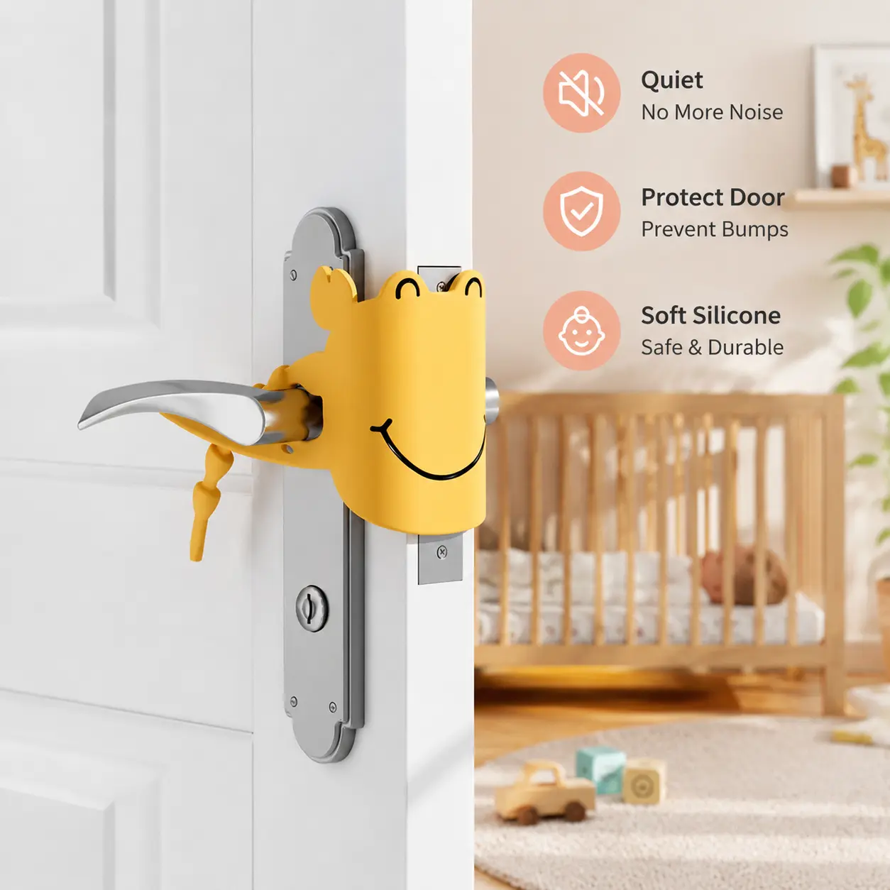 1 Piece, Cartoon Shaped Silicone Door Handle Cover, Noise Reducing Design, Protect Door and Handle for Household Interior Daily Use