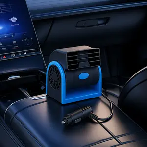 Portable 12V Car Fan - Ultra-Quiet 45dB Operation, Dual Airflow Design, Safe Leafless Bladeless Technology, Fit for All Vehicles, Campers, Trucks & SUVs, Vehicle Cooling Device, Modern Car Accessory, Compact Cooling Device, Travel Essential, Sleek Design,