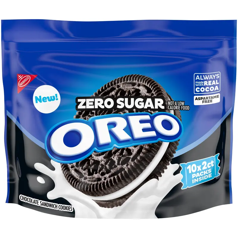 OREO Zero Sugar Chocolate Sandwich Cookies, 10 Snack Packs