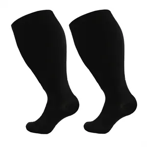 Plus Size Compression Socks - Wide Calf Solid Color Pressure Socks for Running & Fitness (Unisex) Large Fat