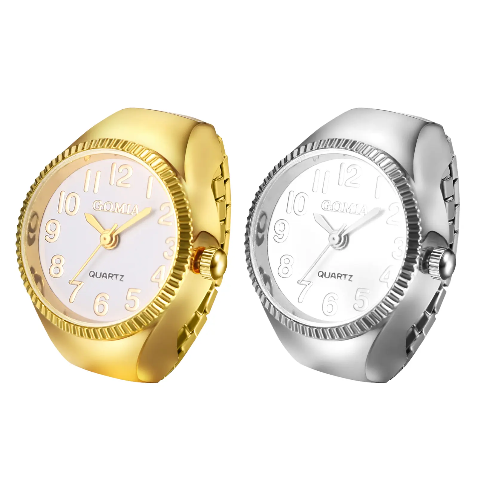OIDEA Finger Ring Watch, Funky Analog Quartz Timepiece for Teens & Adults with an Elastic Stretch Band and Numeral Dial, Water Resistant Office Accessory
