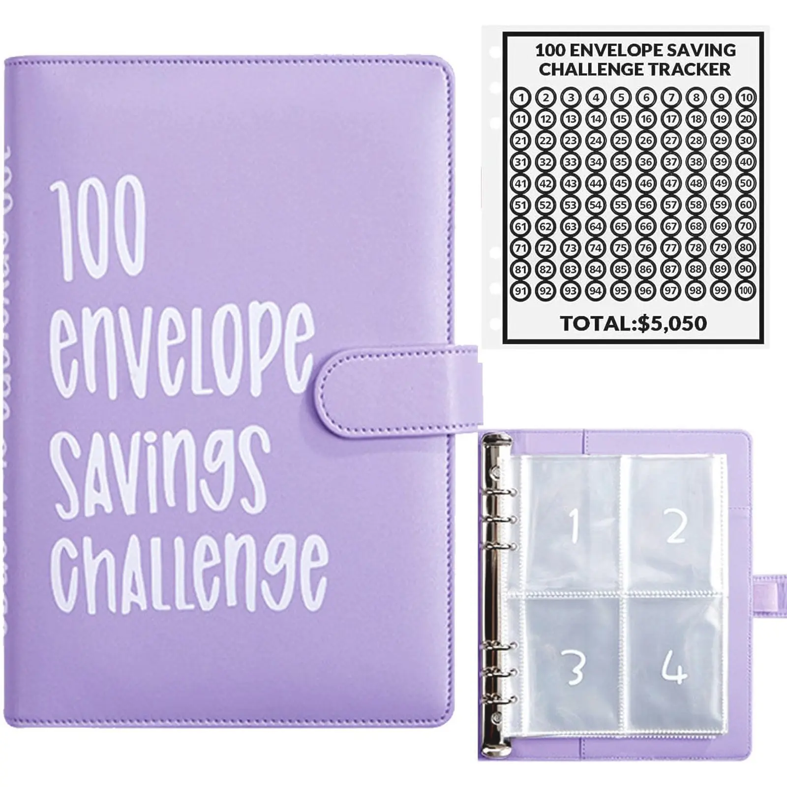 A5 Budget Binder with Numbered Env., Cute Stickers & Saving Track Tools, Pink Financial Planner for Budget Savers (Office Stationery Binder Accessory)