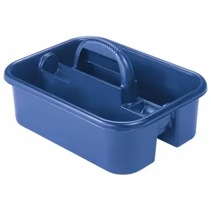 Akro-Mils Plastic Tool Tote Organizer Caddy w/ Handle & Dual Compartments, Blue