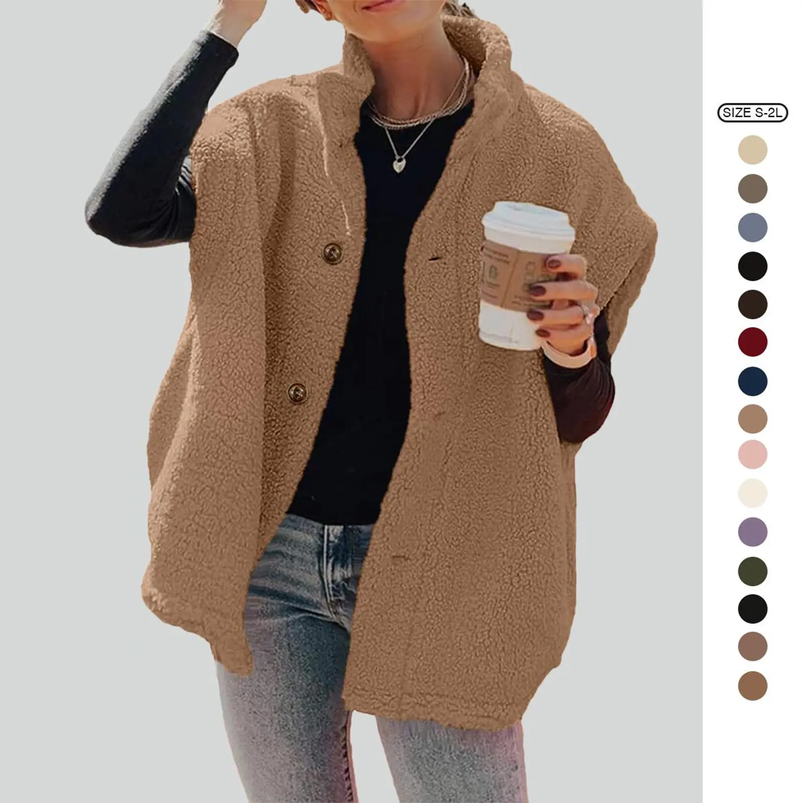 Imily Bela Womens Fuzzy Fleece Vest Casual Oversized Warm Button Down Sherpa Vest Jacket with Pockets