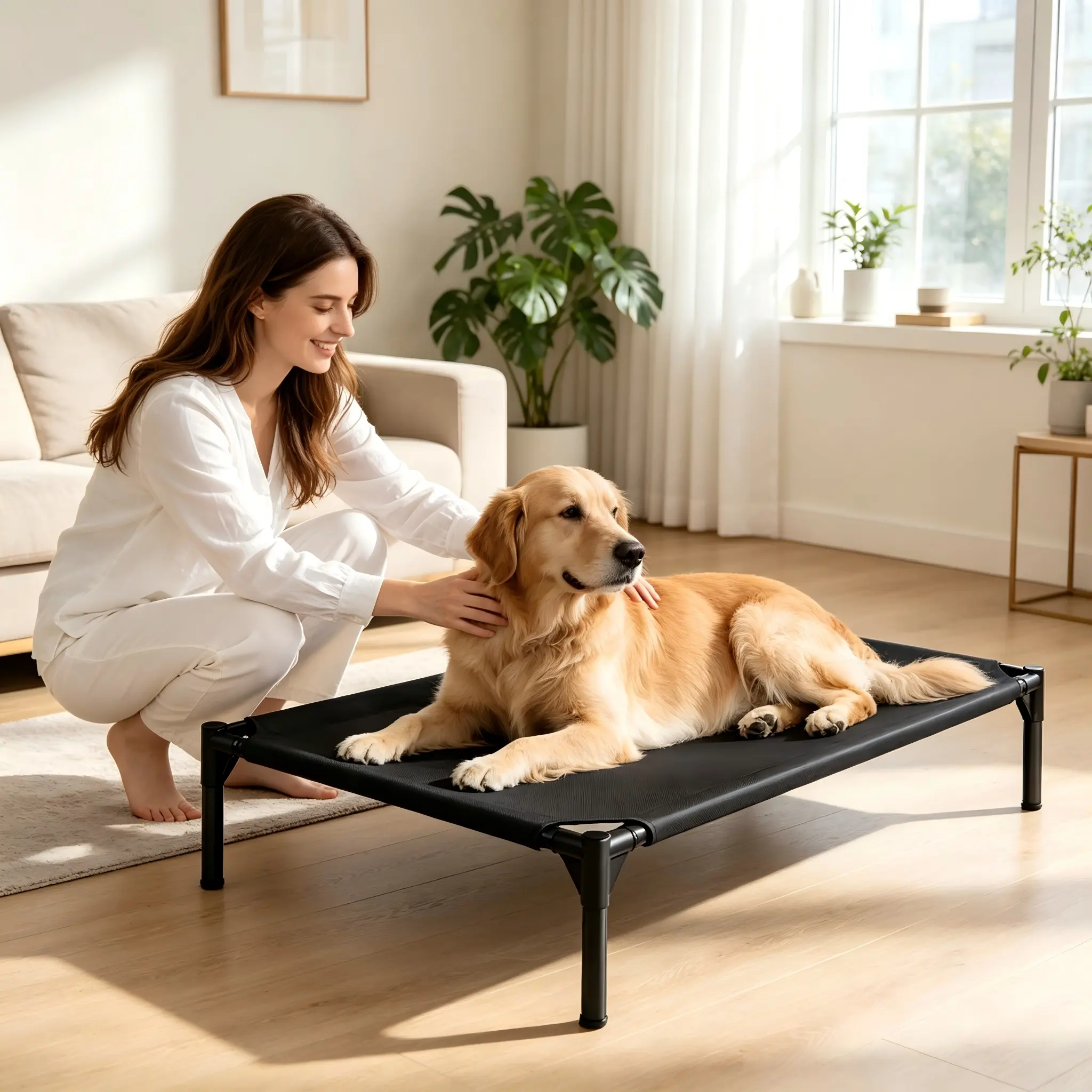 Elevated Dog Bed Raised Pet Cot Oxford Fabric Outdoor Indoor Dog Bed Portable Cooling Pet Bed for Small Medium Large Dogs Cats