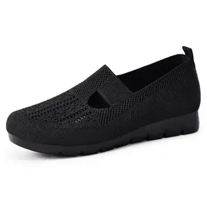 Women's Breathable Hollow Out Slip-On Loafers – Lightweight Knit, Non-Slip Sole, Comfortable Casual Shoes for Walking & Daily Wear