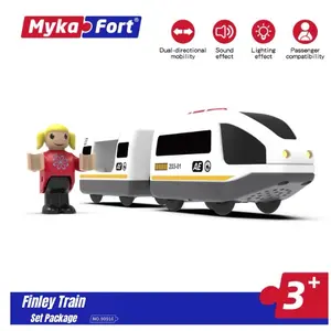 Finley Train —— WOOD CITY Battery Operated Train for Wooden Train Track, Electric Locomotive Train Set with Powerful Engine Compatible with Thomas, Brio, Chuggington, Bullet Train Toys for Toddlers. (Battery Not Included)