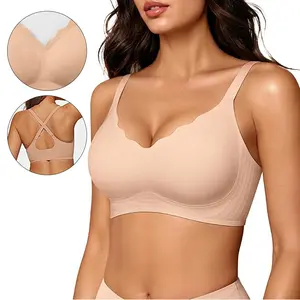 SenereFit Jelly Wireless Bra for Women – Soft Smooth Second Skin Seamless Comfort, Breathable No Dig Wide Straps, Wide Band Support, Full Coverage Push Up T-Shirt Bra