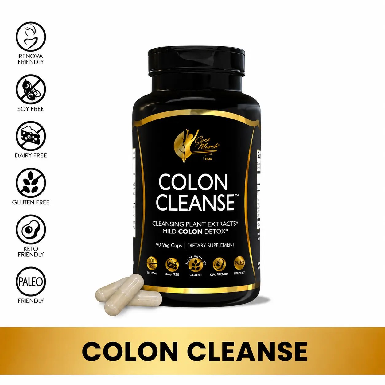 Cocó March N.M.D Colon Cleanse Wellness Supplement 90 Capsules Per Bottle