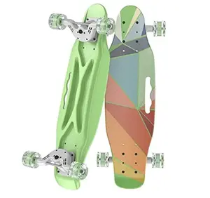 23" Cruiser Skateboard, Classic Mini Cruiser Board Deck and Smooth Colorful PU Wheels for Kids Youth Beginners Outdoor Activities Sports