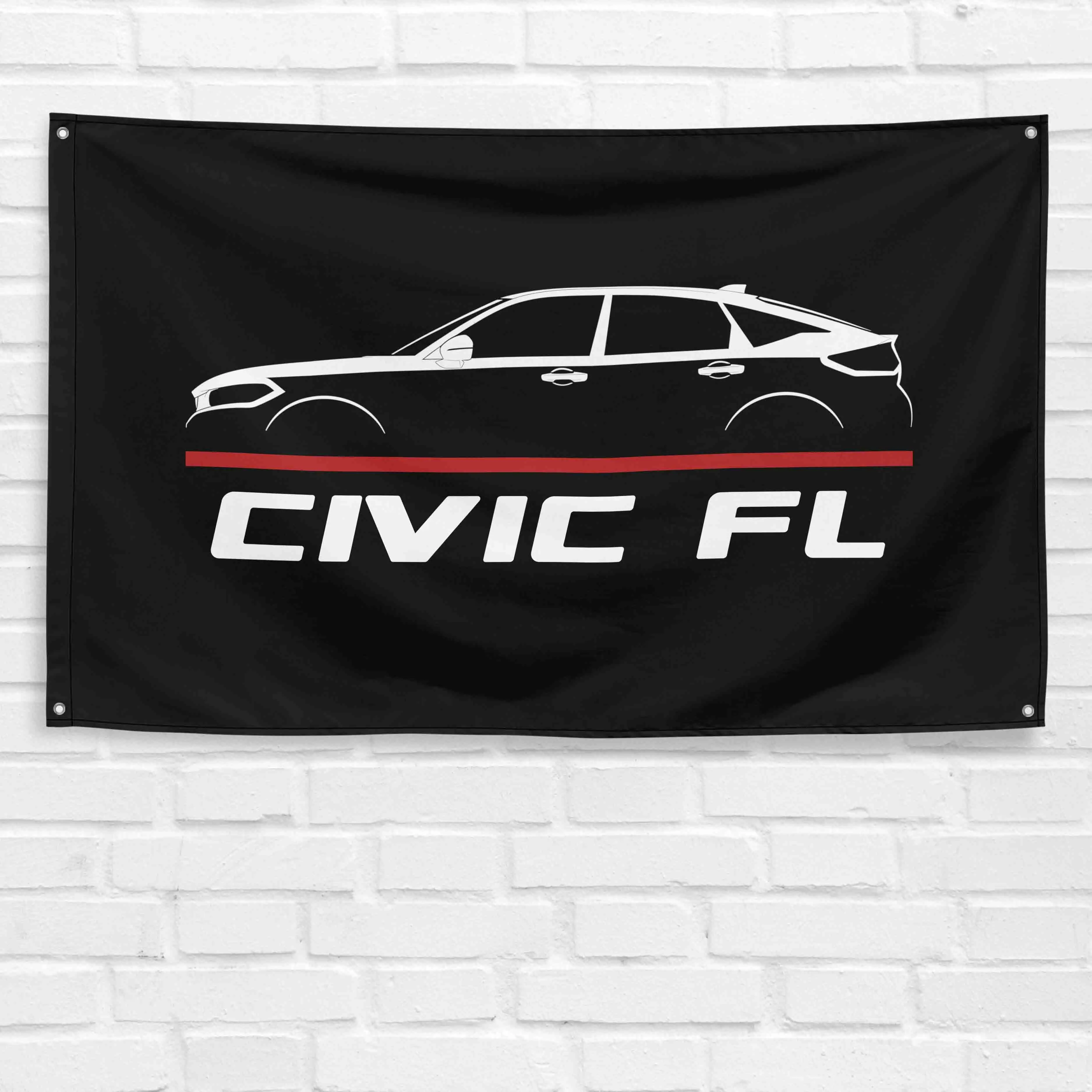 Civic Hatchback FL 2022 Lightweight Polyester Grommeted Car Flag, 3 x 5 ft Durable Hanging Banner with Bold Colors, Room Decoration Collectible for Garage, Festive Birthday Gift Supply, Room Decorations, Collectibles