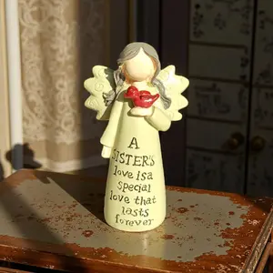 Resin Angel Friendship Statue & Figurine, Hand-Painted Craftsmanship, Inspirational Gift, Durable Design, Perfect for Celebrations & Decoration, Home Decor Accessory