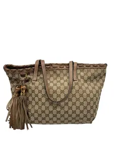 Pre-owned GUCCI Vintage GG Canvas Tote Bag with Bamboo Tassels/FYEE11630019 /0019