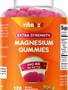 Vitabod Extra Strength Natural Magnesium Gummies - 340 mg Dietary Vitamin Supplement - 120 Count - Supports Nerve, Muscle, Bone Health for Healthcare Needs