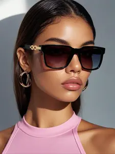 Women's Vintage Tinted Lens Glasses, Trendy Casual Full Rim Glasses for Everyday Use, Fashion Accessories for Outdoor Activities, Trendy Beach Eyewear